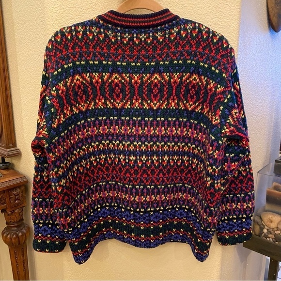 Vintage UNITED COLORS OF BENETTON Multi-Color Wool Blend Cardigan Size 48-M/L - Picture 5 of 10